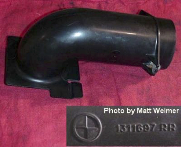 90 plastic inlet from Matt Weimer's car w/ part number