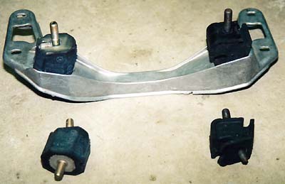 A view of the two motor mounts on the factory tranny brace