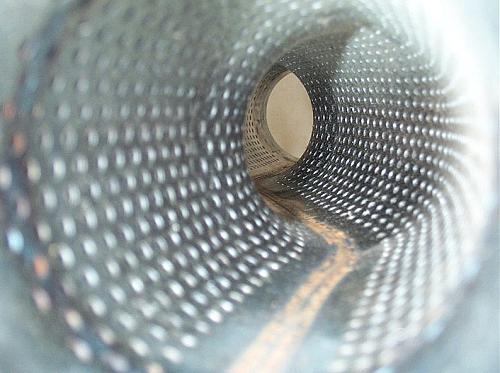 A look through the offset IN / center OUT straight-through Magnaflow muffler 