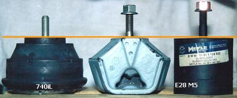 The height of the 740iL mount compared to the E28 5-Series Mount