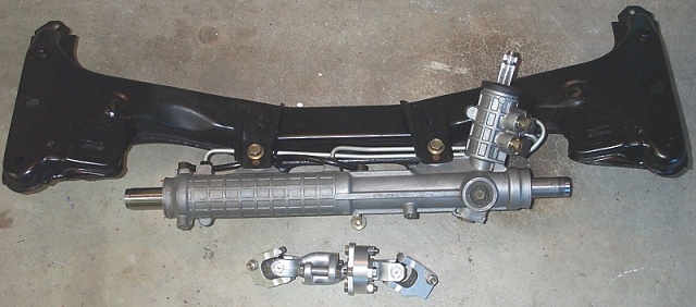 E36 steering rack installed on E30 front subframe