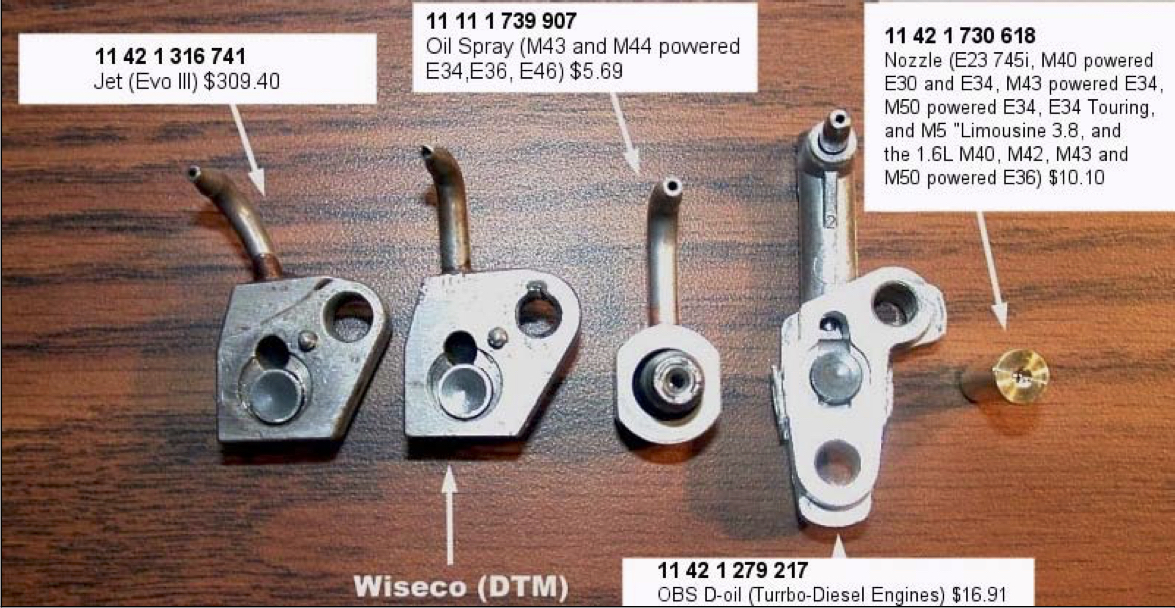 Oil squirter part numbers