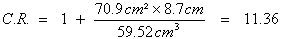 Equation for compression ratio with values plugged in