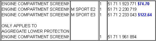 Part numbers for the Evo III undertray as well as the stock unit