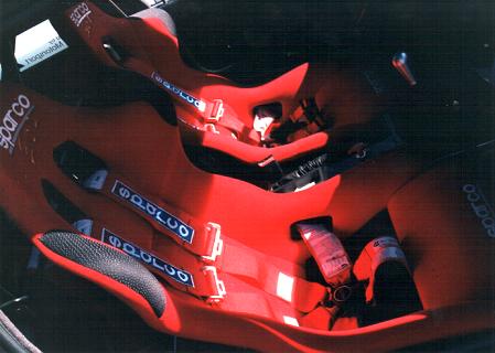Dual Sparco Evo-2 seats and 6-Point Sparco Cam-Locks